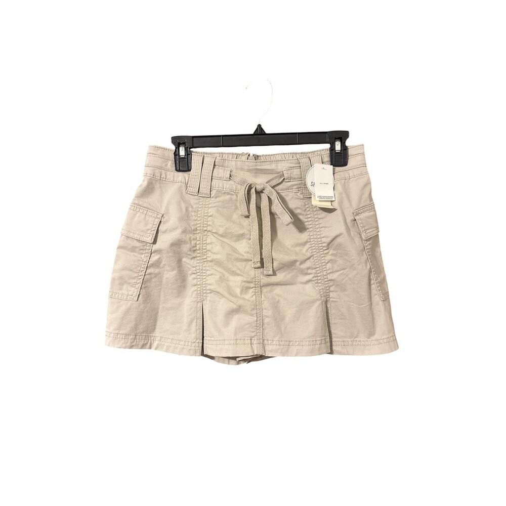 Hollister Cargo Skort Women Sz Medium Khaki Mid-Rise Mini Skirt Utility Tan NWT